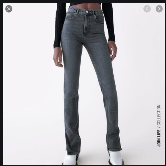 ZARA/ Split Skinny Jeans washed gray 2 NWT - Picture 4 of 7